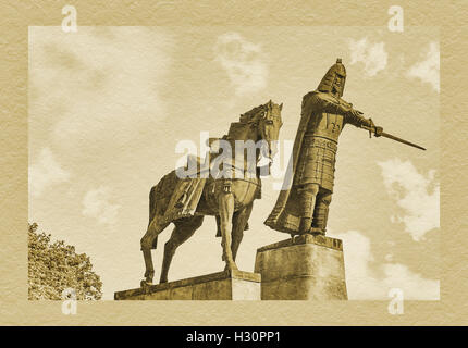Le monument du Grand-Duc de Lituanie Gediminas, l'un célèbre dirigeant de l'ancienne Lituanie, Vilnius, Europe Banque D'Images
