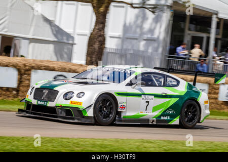 2013 Bentley Continental GT3 avec chauffeur David Brabham au Goodwood Festival of Speed 2016, Sussex, UK Banque D'Images