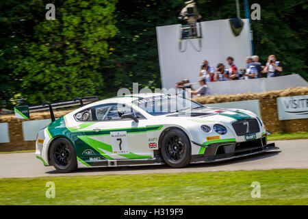 2013 Bentley Continental GT3 avec chauffeur David Brabham au Goodwood Festival of Speed 2016, Sussex, UK Banque D'Images