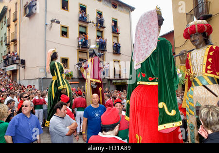 Géants.'Patum de Lluiment» (Patum de lucimiento-vitrine Patum).Plaça de Sant Pere. La Patum (Chef-d et orale Intangib Banque D'Images