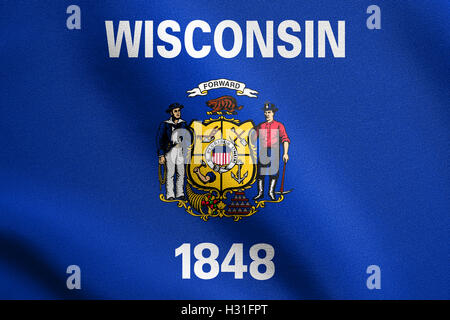 Drapeau officiel Wisconsinite, symbole. Élément patriotique américain. USA banner. États-unis d'Amérique. Banque D'Images