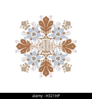 Bouquet de fleurs ethnique vecteur ornement rond isolé sur fond blanc Illustration de Vecteur