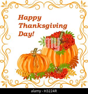 Joyeux Thanksgiving Day carte de vœux. Illustration de Vecteur