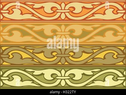 Ensemble de bordures décoratives vintage style doré Illustration de Vecteur