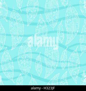 Motif de plumes d'oiseau sans couture avec l'ornement intérieur isolé Illustration de Vecteur