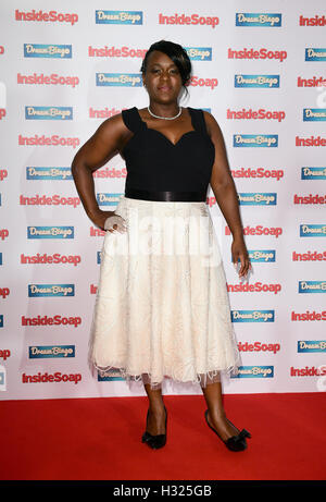 Tameka Empson, assistant à l'intérieur Prix Savon 2016 tenue à l'Hippodrome Casino de Londres. ASSOCIATION DE PRESSE Photo. Photo date : lundi 3 octobre 2016. Voir PA story SHOWBIZ du savon. Crédit photo doit se lire : Ian West/PA Wire Banque D'Images