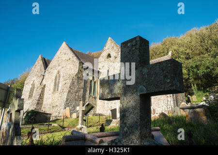 Église paroissiale de Saint,St Ismaël,au dessus,Rivière Towy Tywi, estuaire près de Ferryside, Carmarthenshire, Pays de Galles, Royaume-Uni Banque D'Images