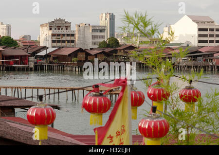 GEORGETOWN, MALAISIE - 29 MAI : Vue rapprochée de Hean Boo Thean Kuanyin temple bouddhiste chinois Clan jetées. Construit sur pilotis Banque D'Images