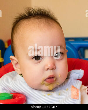 Close up of baby feeding Banque D'Images