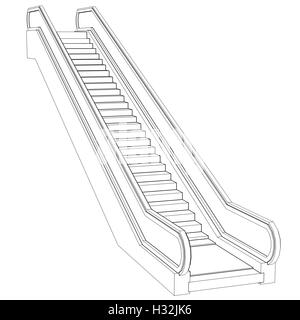 Sketch escalator. Rendu fil de fer. Banque D'Images