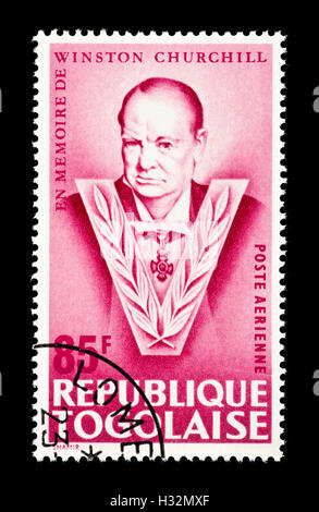 Timbre-poste du Togo Représentant Sir Winston Churchill. Banque D'Images