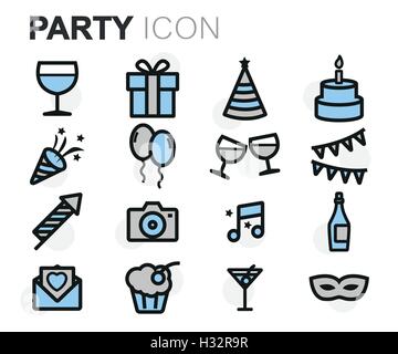 Vector ligne plate partie icons set sur fond blanc Illustration de Vecteur