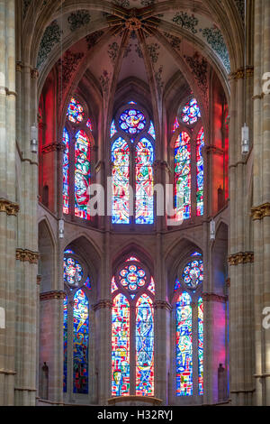 Vitraux de la cathédrale de Trèves, Rhénanie-Palatinat, Allemagne Banque D'Images