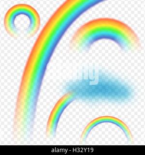 Nuage arc-en-ciel série réaliste sur fond transparent isolé. Illustration de Vecteur