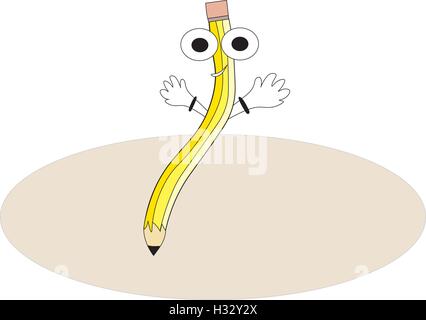 Caricature caricature crayon jaune. Illustration de Vecteur