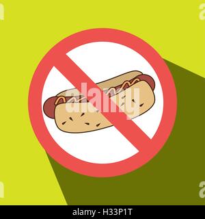 Fast food à hot dog unhealth interdite Illustration de Vecteur