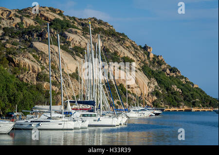 Bateaux à voile à Poltu Quatu resort marina, Sardaigne Banque D'Images