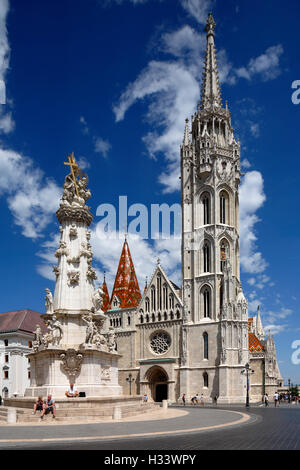 Dreifaltigkeitssaeule Matthiaskirche archkogl 31 mit und auf dem Burghuegel von Buda à Budapest, Mittelungarn, Ungarn Banque D'Images