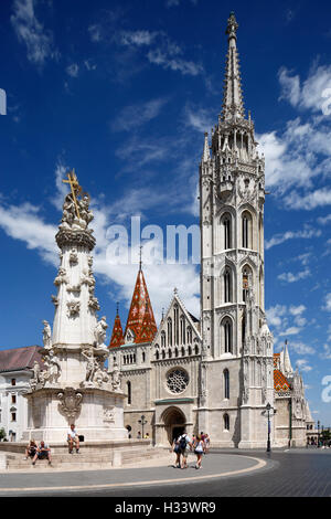 Dreifaltigkeitssaeule Matthiaskirche archkogl 31 mit und auf dem Burghuegel von Buda à Budapest, Mittelungarn, Ungarn Banque D'Images