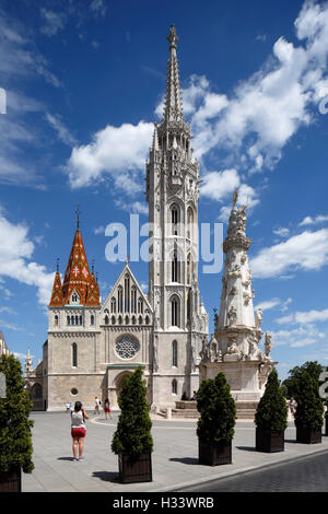 Dreifaltigkeitssaeule Matthiaskirche archkogl 31 mit und auf dem Burghuegel von Buda à Budapest, Mittelungarn, Ungarn Banque D'Images