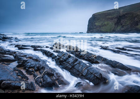 Crackington Haven beach, North Cornwall, Angleterre. Banque D'Images