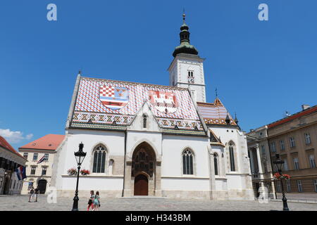 L'église de Saint Marc, Zagreb, Croatie Banque D'Images