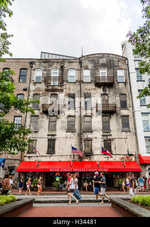 River Street Magasin de bonbons bonbons à Savannah Banque D'Images