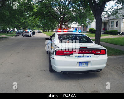 Service de police de Detroit sur les lieux d'un homicide, Detroit, Michigan, USA Banque D'Images