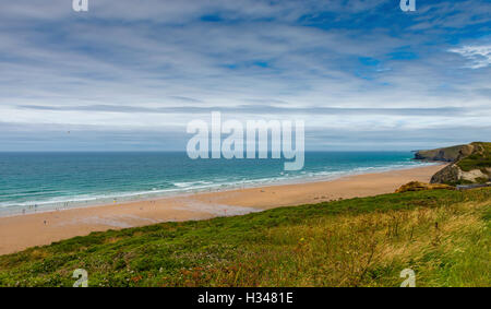 La plage et la baie de Watergate, Cornwall, UK Banque D'Images