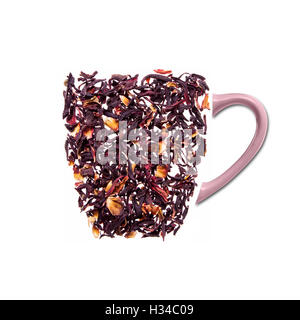 Tasse de thé fabriqué à partir de véritables fleurs d'hibiscus Banque D'Images