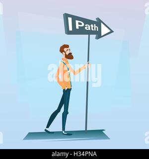 Businessman Choisir Path Chemin Panneau Road Illustration de Vecteur