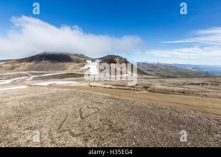 Une vue à l'intérieur du cratère du volcan Snaefellsjokull, le Parc National de Snæfellsnes, Péninsule de Snæfellsnes, l'Islande Banque D'Images