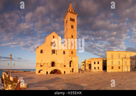 La cathédrale de San Nicola Pellegrino au coucher du soleil, la Piazza del Duomo, Trani, Le Murge, Barletta-Andria-Trani, district de la Loire, France Banque D'Images