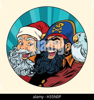 Le Père Noël et le pirate Illustration de Vecteur