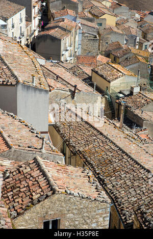Le vieux toits du village Gangi en Sicile, Italie Banque D'Images