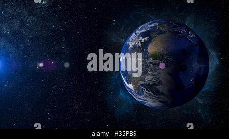 Planète du système solaire sur fond de nébuleuse de rendu 3D Banque D'Images