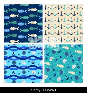 Les modèles sans couture marine bleu fond Illustration de Vecteur