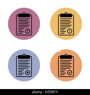 Plat simple presse-papiers dans l'icône cercle de couleur Illustration de Vecteur