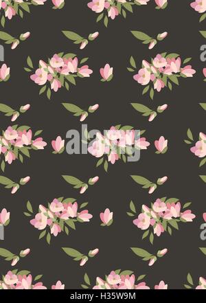 Magnolia fleurs retro vintage background Illustration de Vecteur