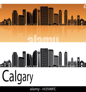 V2 Calgary skyline en fond orange en fichier vectoriel éditable Banque D'Images