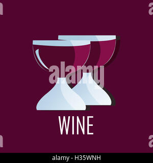 Logo design moderne à la mode des verres de vin. Banque D'Images