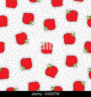 Hand drawn seamless pattern avec fruits fraise patch croix icônes, d'aliments naturels sains. Vecteur EPS10. Illustration de Vecteur