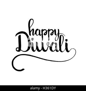 Happy Diwali le lettrage. La calligraphie moderne vector hand drawn isolé sur fond blanc pour la conception de votre carte de vœux Illustration de Vecteur