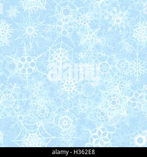 Flocons gelés sur fond de glace, hiver modèle transparent Illustration de Vecteur