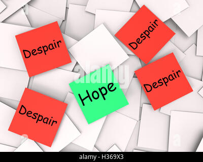 L'espoir au désespoir Post-It montrent le désir et le désespoir Banque D'Images