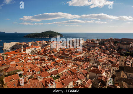 Vue depuis la tour Minčeta, sur la vieille ville (Stari Grad) de Dubrovnik, Croatie Banque D'Images