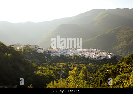 Le village blanc d'Istan, cachés dans des montagnes de la Sierra de las Nieves, Andalousie, Espagne Banque D'Images