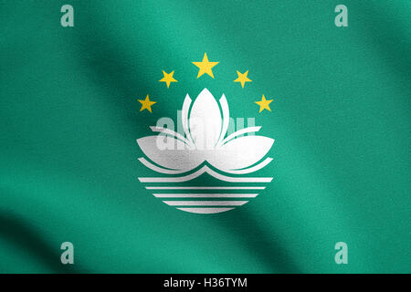 Les macanais drapeau officiel. Symbole chinois patriotiques, bannière, élément, arrière-plan. Macao est une région de Chine. Pavillon de Macao Banque D'Images