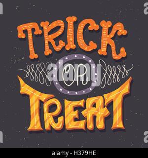 Trick or Treat lettrage main carte pour Halloween Illustration de Vecteur