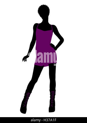 African American Punk Girl Illustration Silhouette Banque D'Images